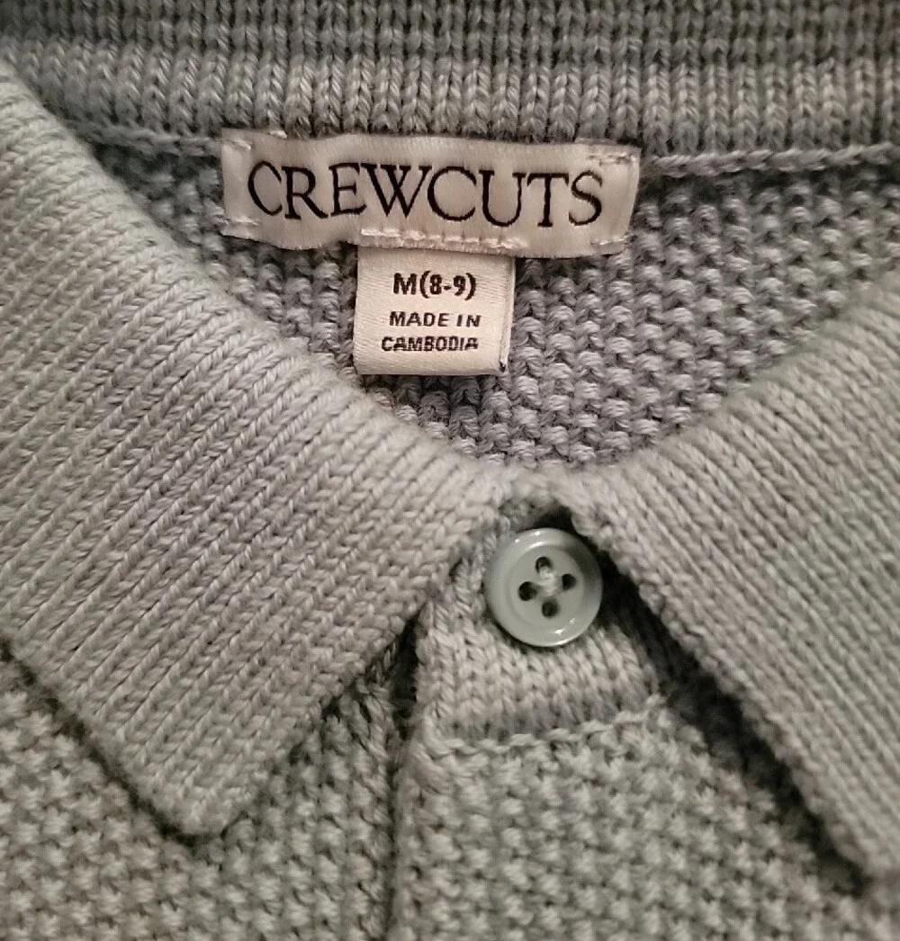 NWOT Boys Crewcuts Pale Blue Textured Polo Knit 8/9